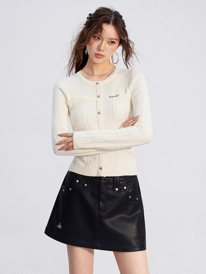 Dual-Layer Cable-Knit Long-Sleeve Turtleneck