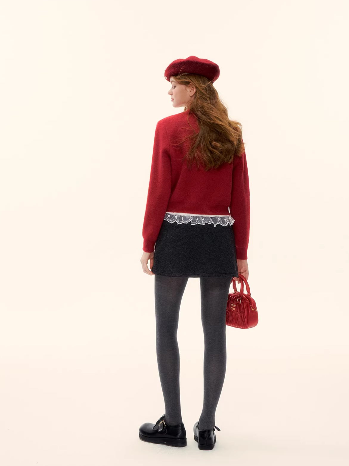 Crewneck Button-Front Cropped Knit Cardigan