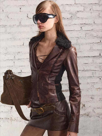 Faux Leather Lace-Up Mini Skirt Shorts