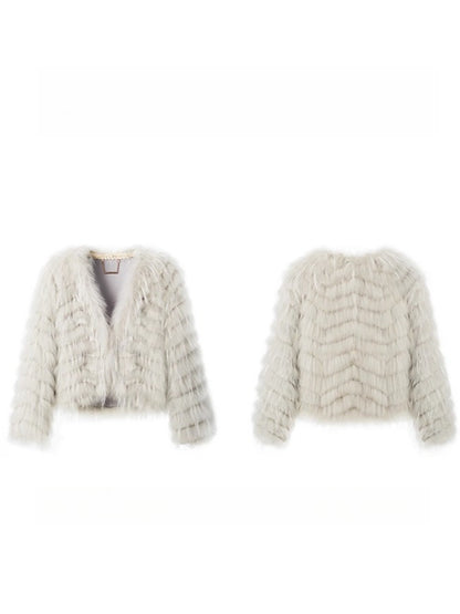 Bordeaux Raccoon &amp; Rabbit Fur Jacket