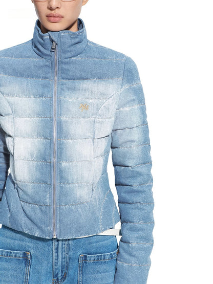 &quot;Caracal Series&quot; Washed Denim Twill Down Jacket