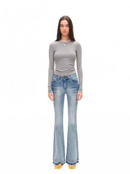 Contrast-trim Regular-shoulder Long-Sleeve T-shirt - CHINASQUAD