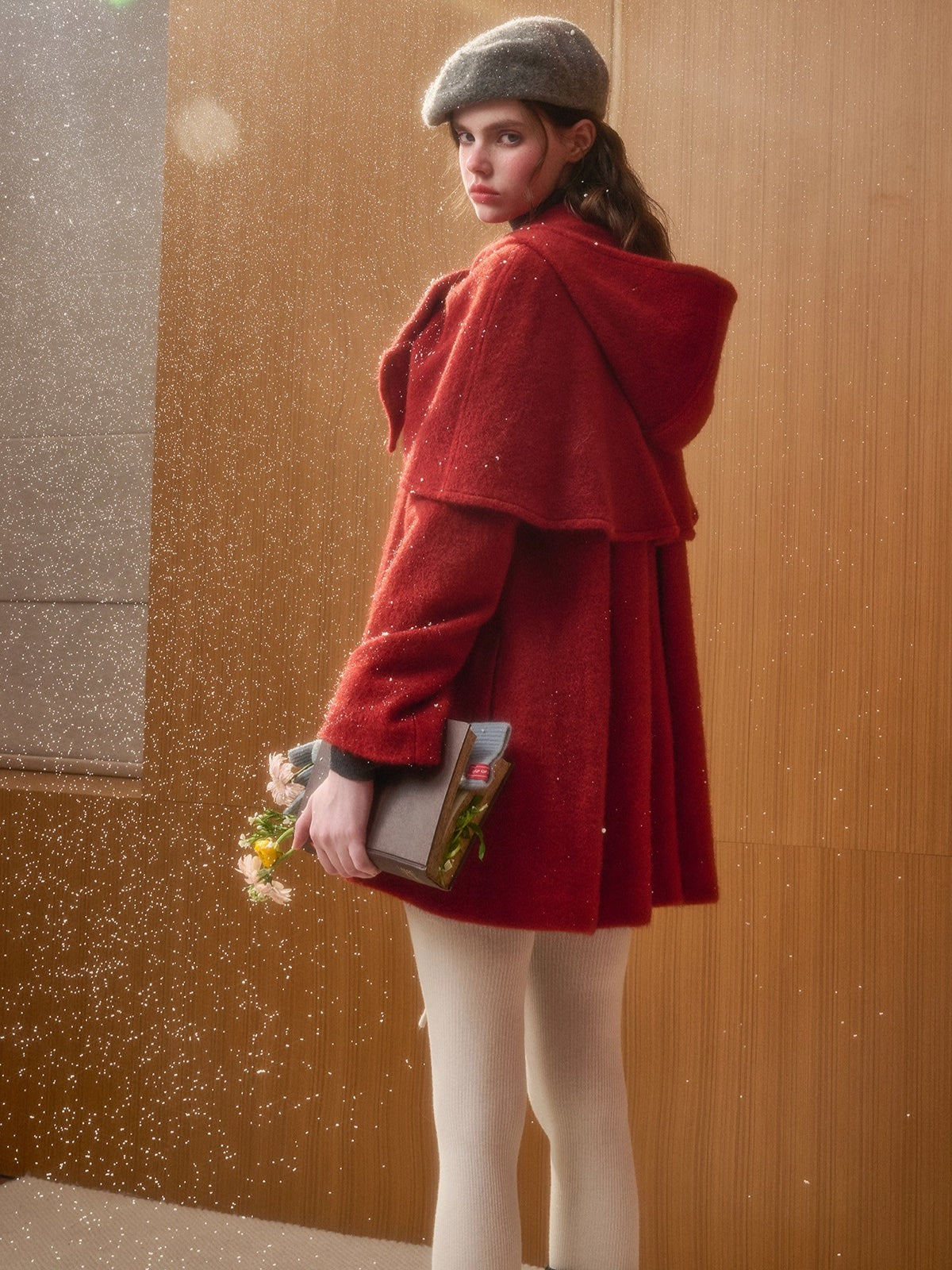 Little Red Hood Winter Knit Cape