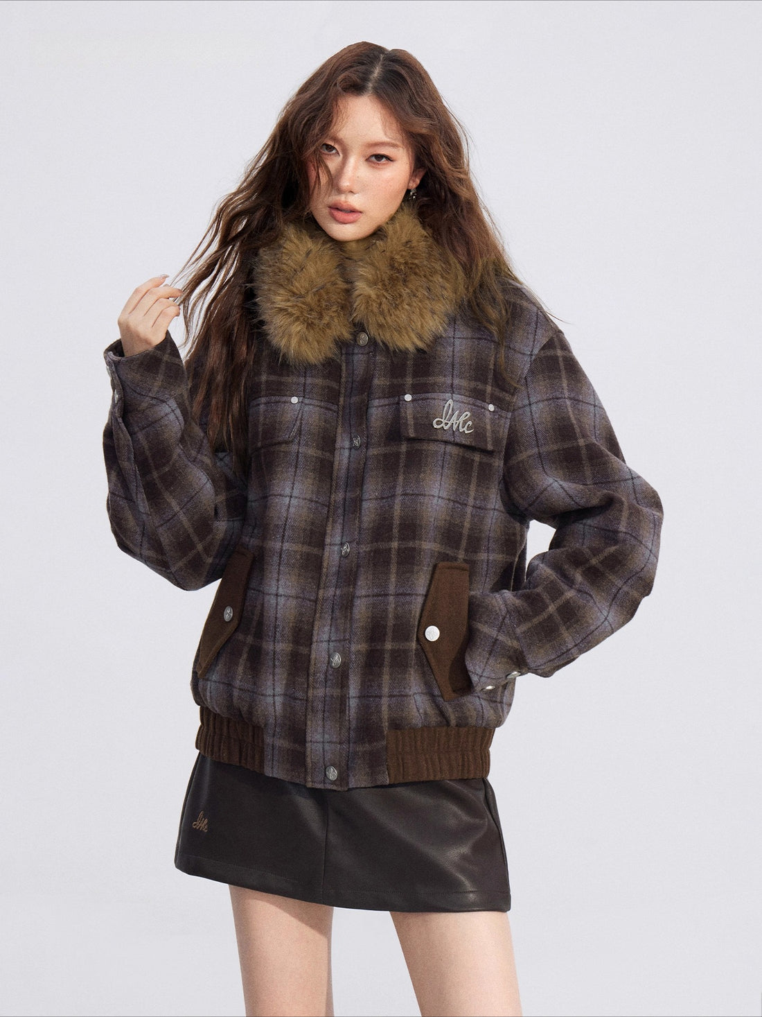 Melange Wool-Blend Quilted Plaid Jacket