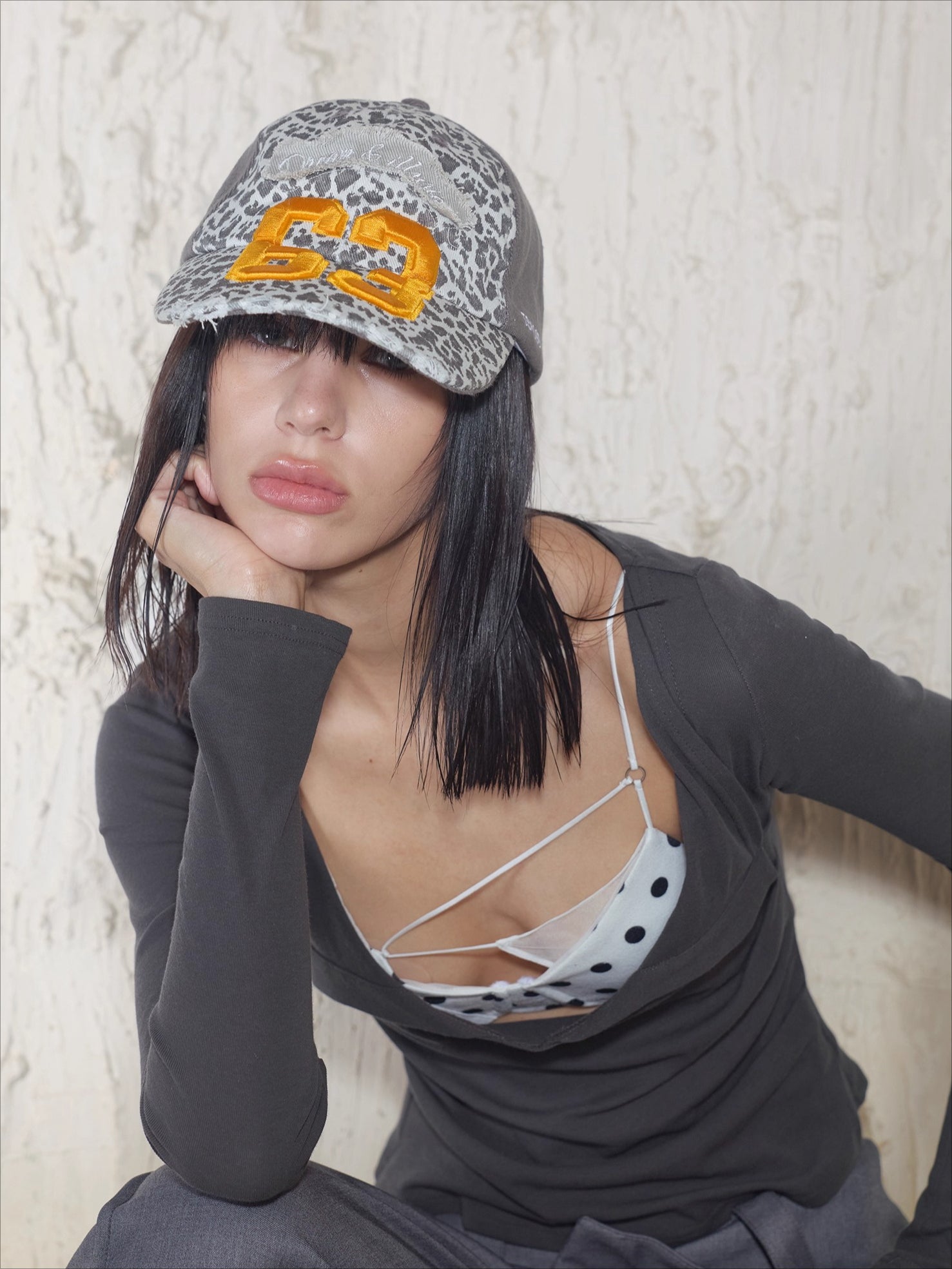 Rock Leopard Newspaper Print Baseball Cap