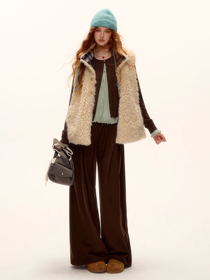 Contrast Panel Ruffled Knit Cardigan