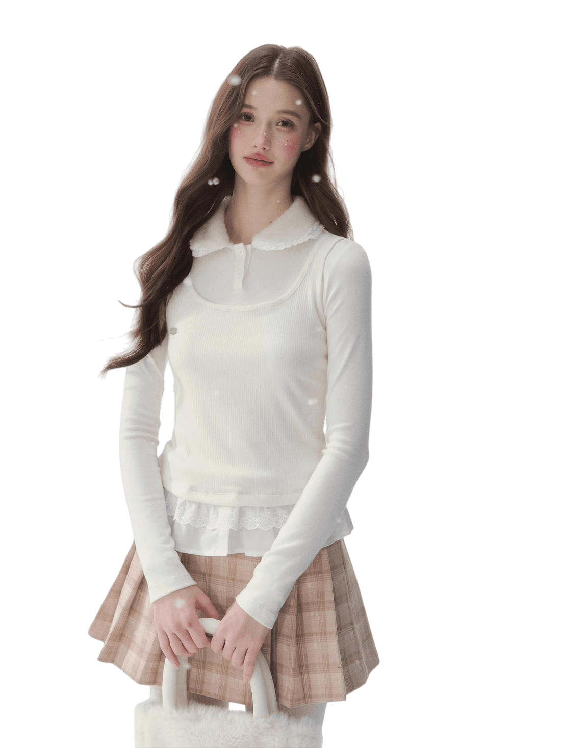 Faux Layered Knit Long Sleeve T-Shirt