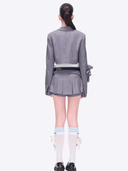 Pocketed Tailored Pleated Mini Skirt