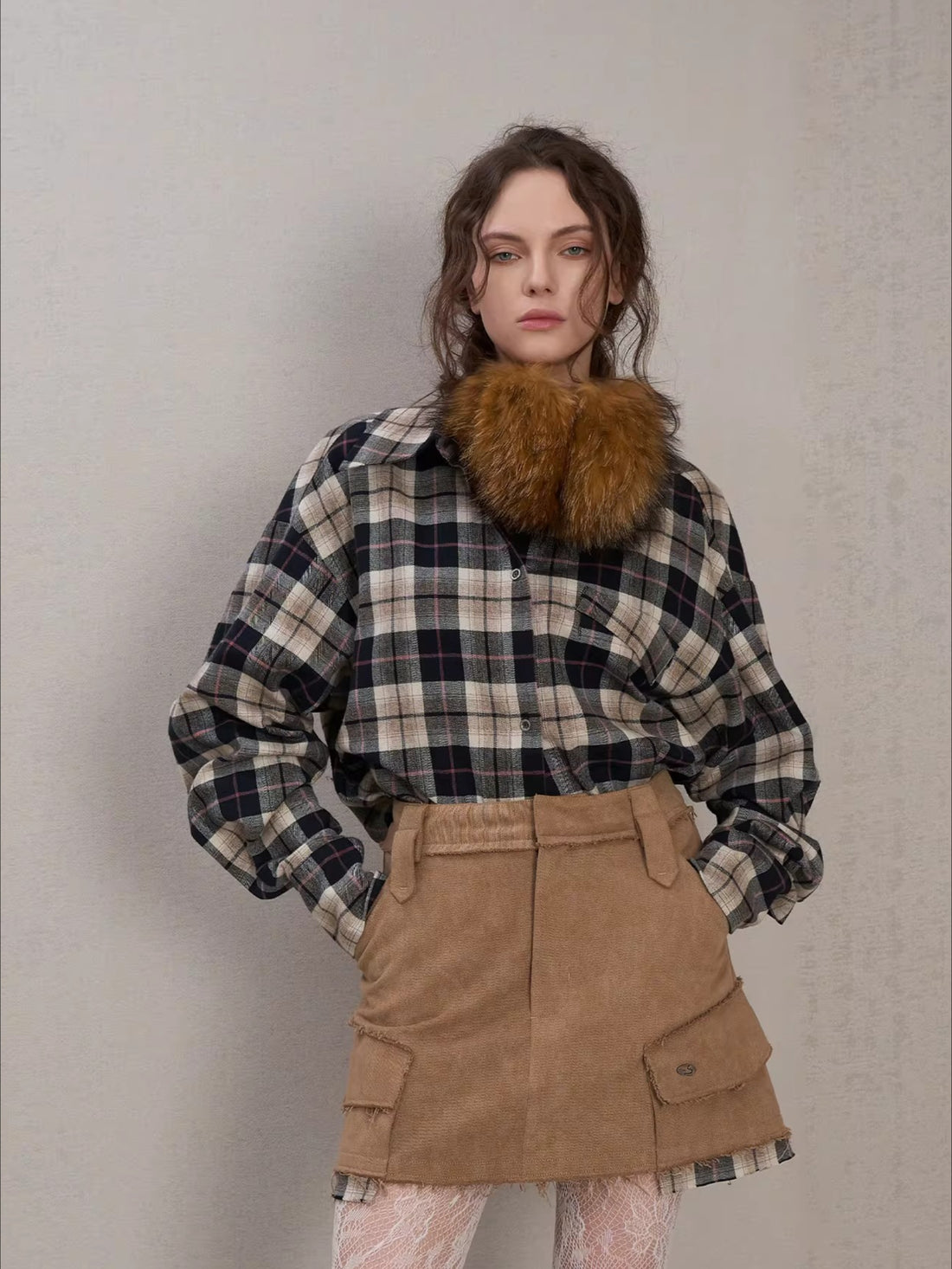 Plaid Oversized Long-Sleeve Shirt