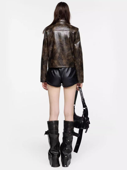 Chinese Punk Faux Leather Jacket