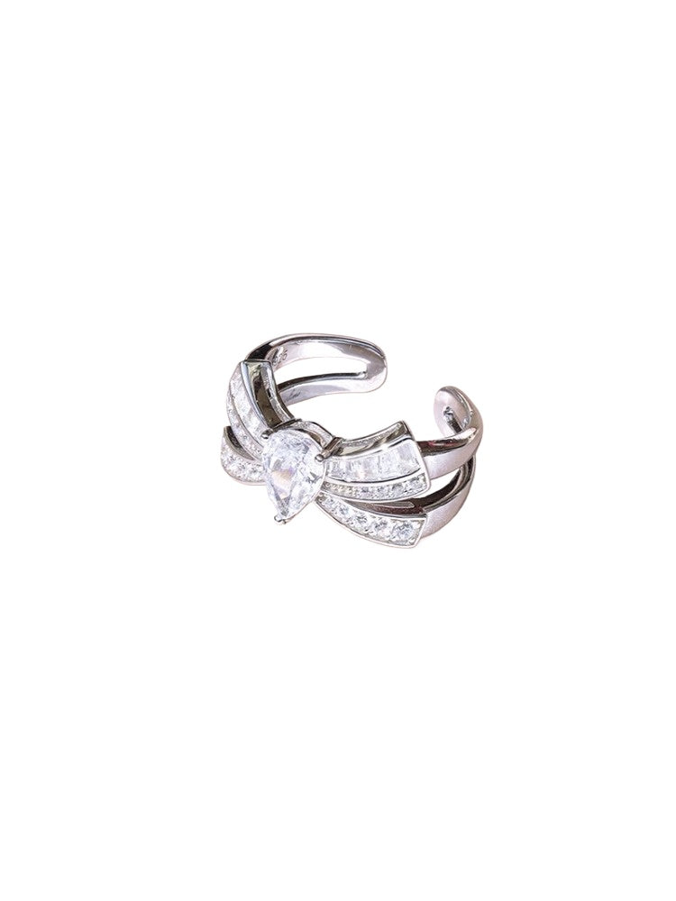 Bow Ring 925 Silver Adjustable Ring