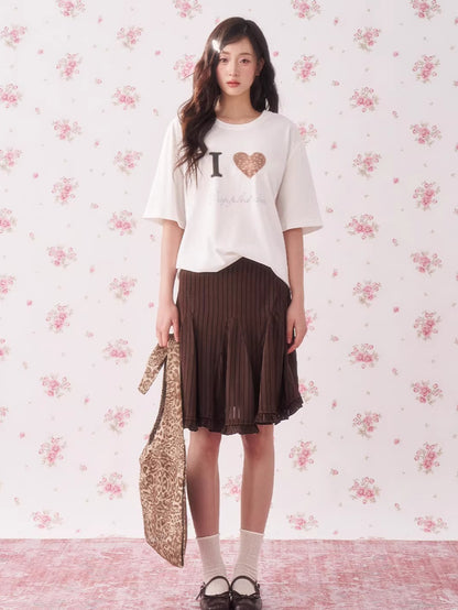 Rhinestone Deer Heart Relaxed Fit T-Shirt