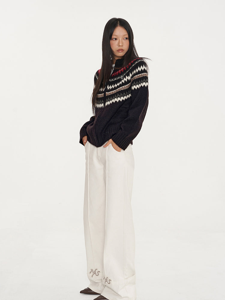 Parallel Line Straight-Leg V-Waist Pants