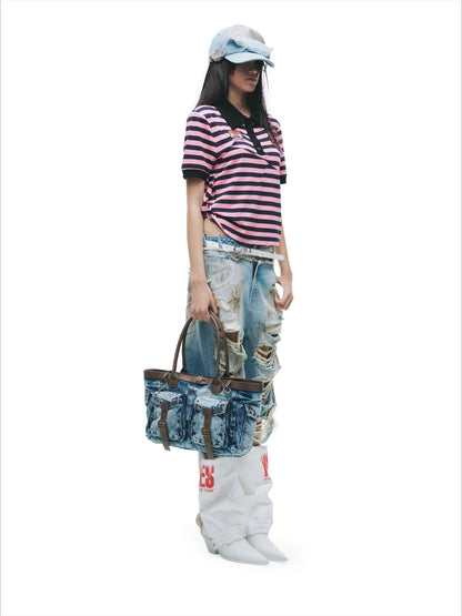 Mud-Dyed Punk Grunge Mid-Length Shorts