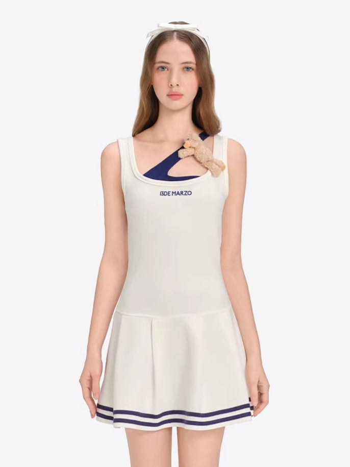 Cutout Pleated Cami Dress