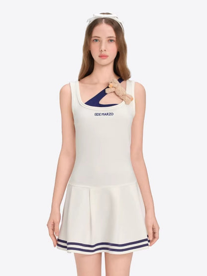 Cutout Pleated Cami Dress