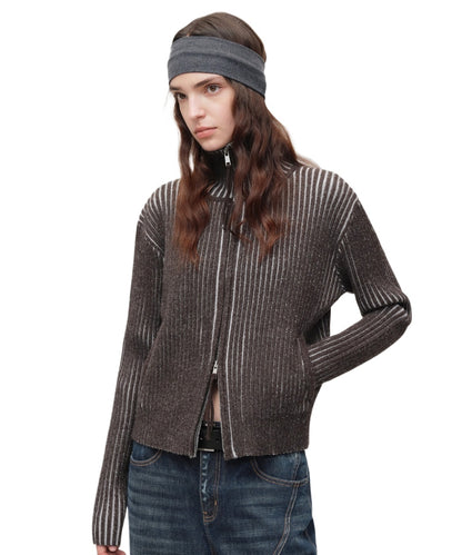 Retro Lyocell Wool Mandarin Collar Knit Cardigan