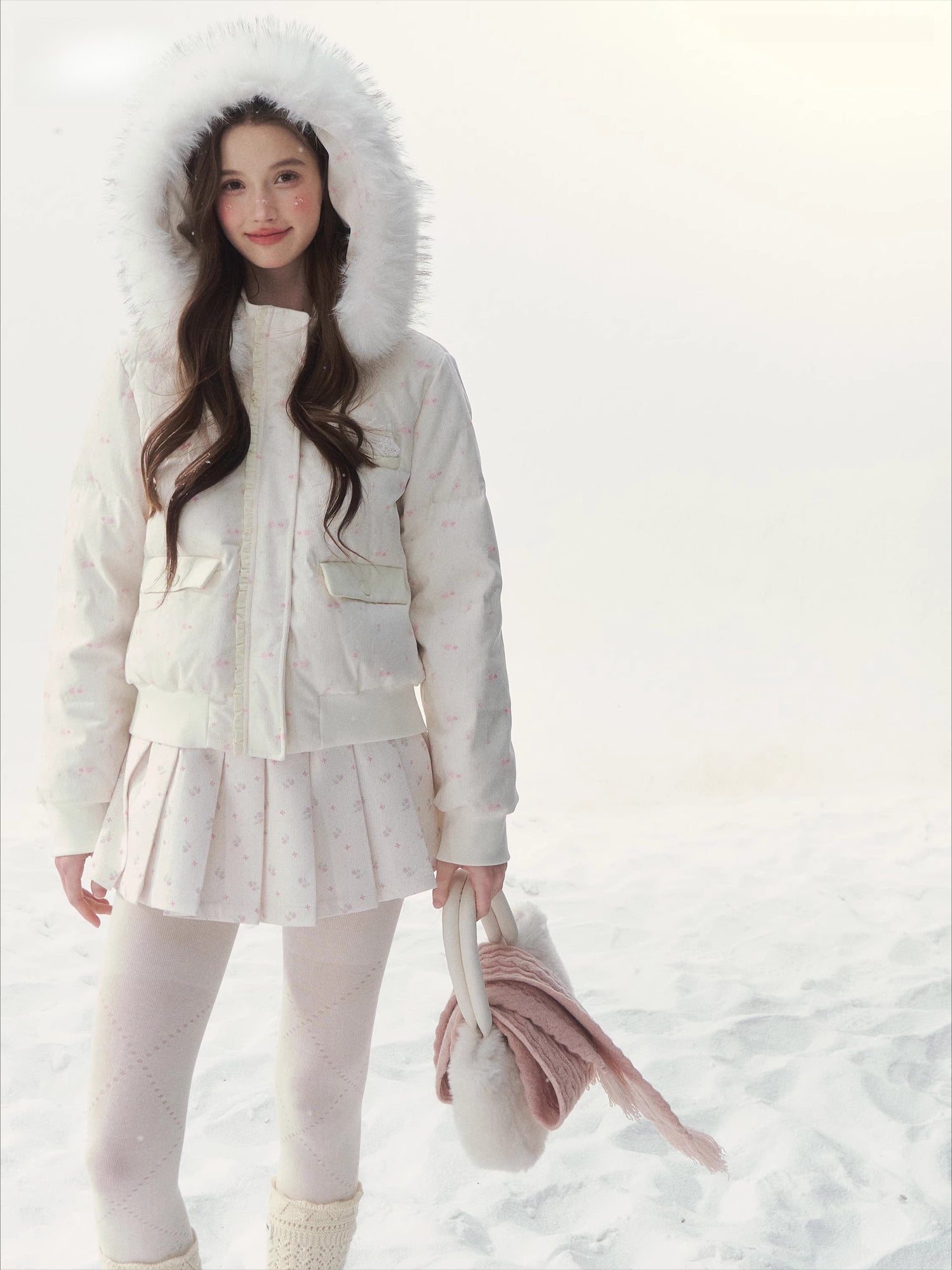 White Fur-Collar Duck Down Jacket