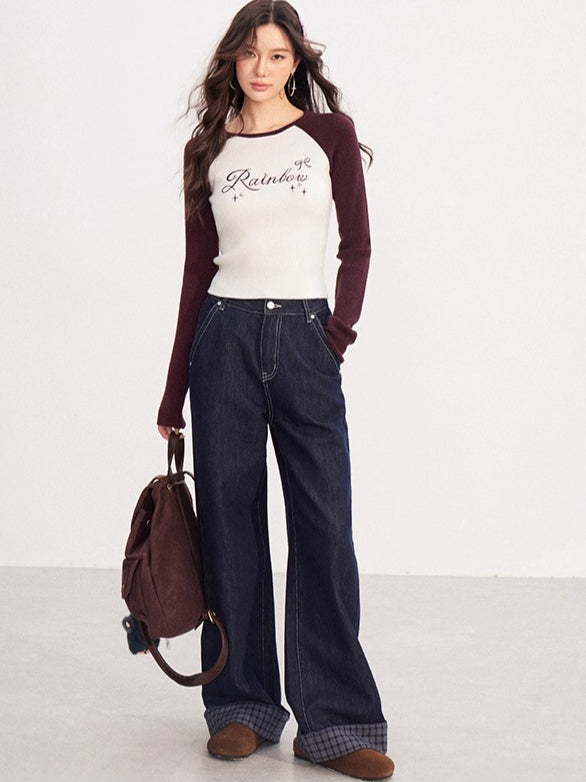 Contrast-Embroidered Raglan T-Shirt