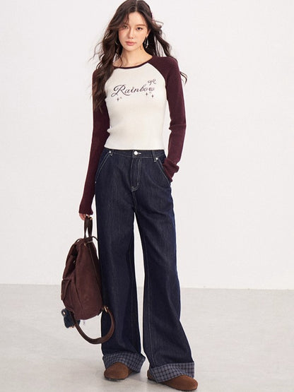 Contrast-Embroidered Raglan T-Shirt