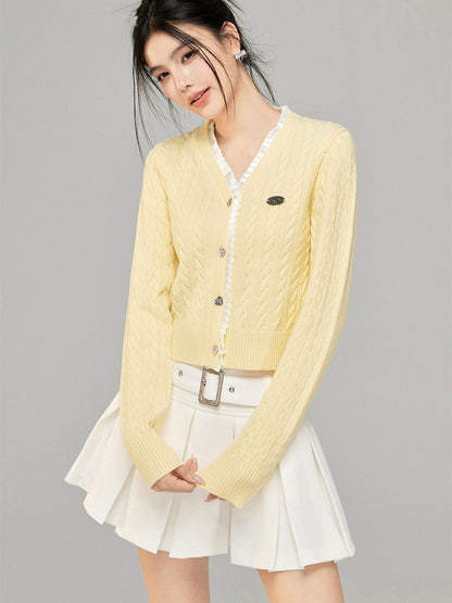 Yellow &amp; Blue Lace Panel Knit Top