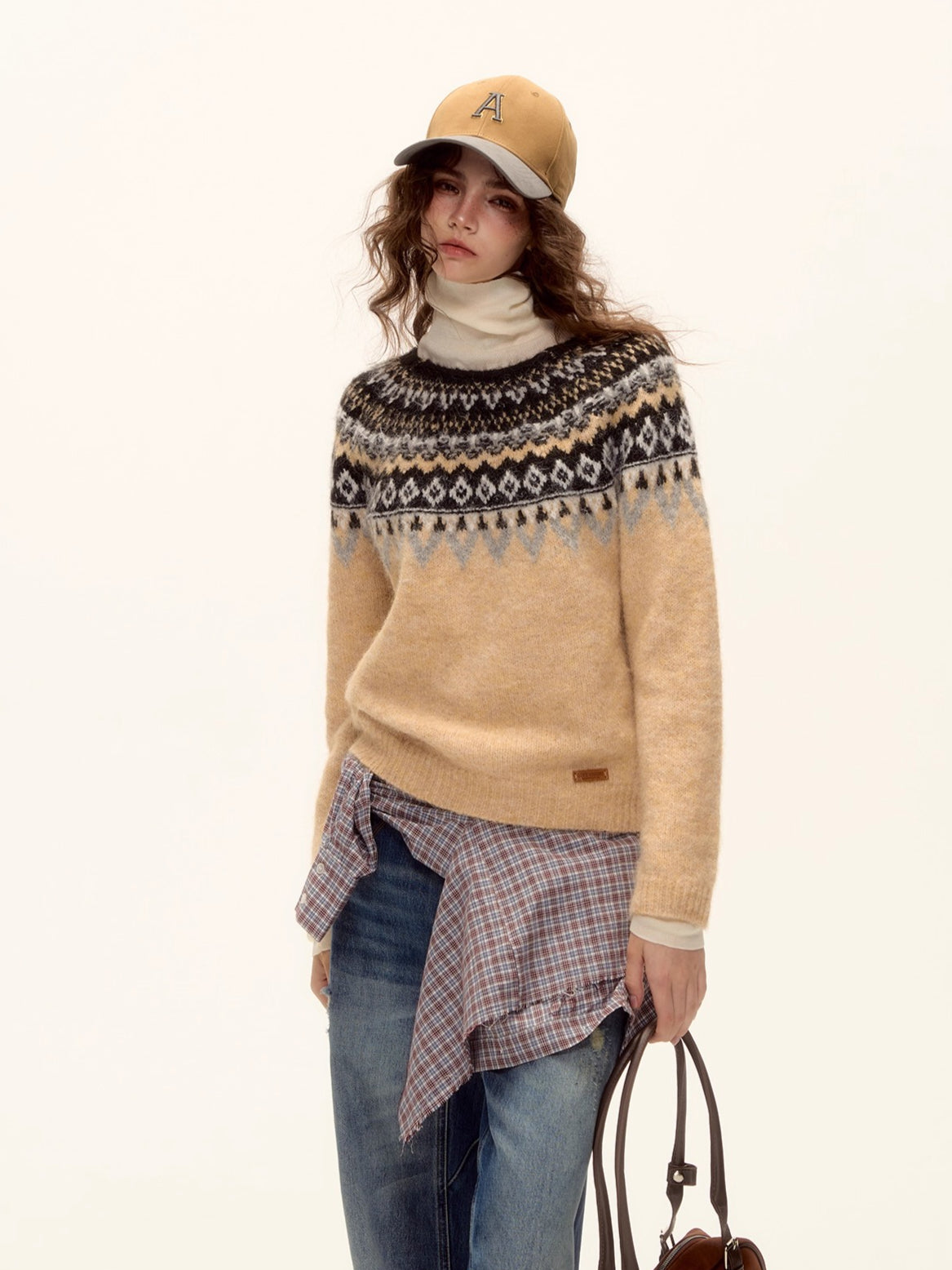 Asgony Retro Contrast Lettering Baseball Cap