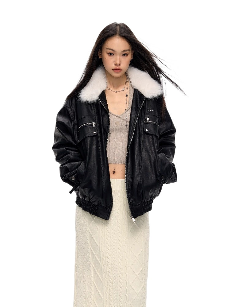 Vintage Silhouette Shearling Leather Jacket 