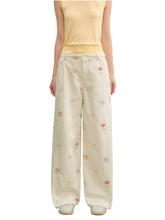 Floral Embroidered Casual Straight-leg Pants - CHINASQUAD