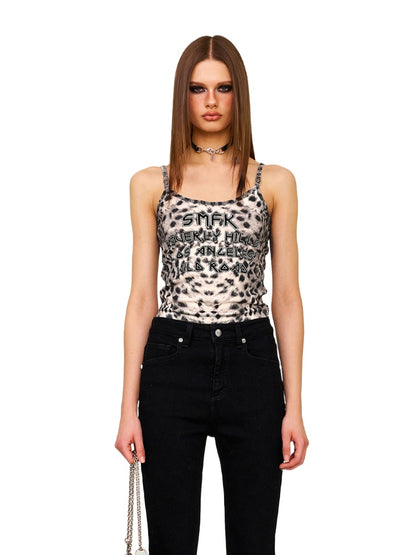 Leopard Print Sleeveless Outer - wear Sports Sling