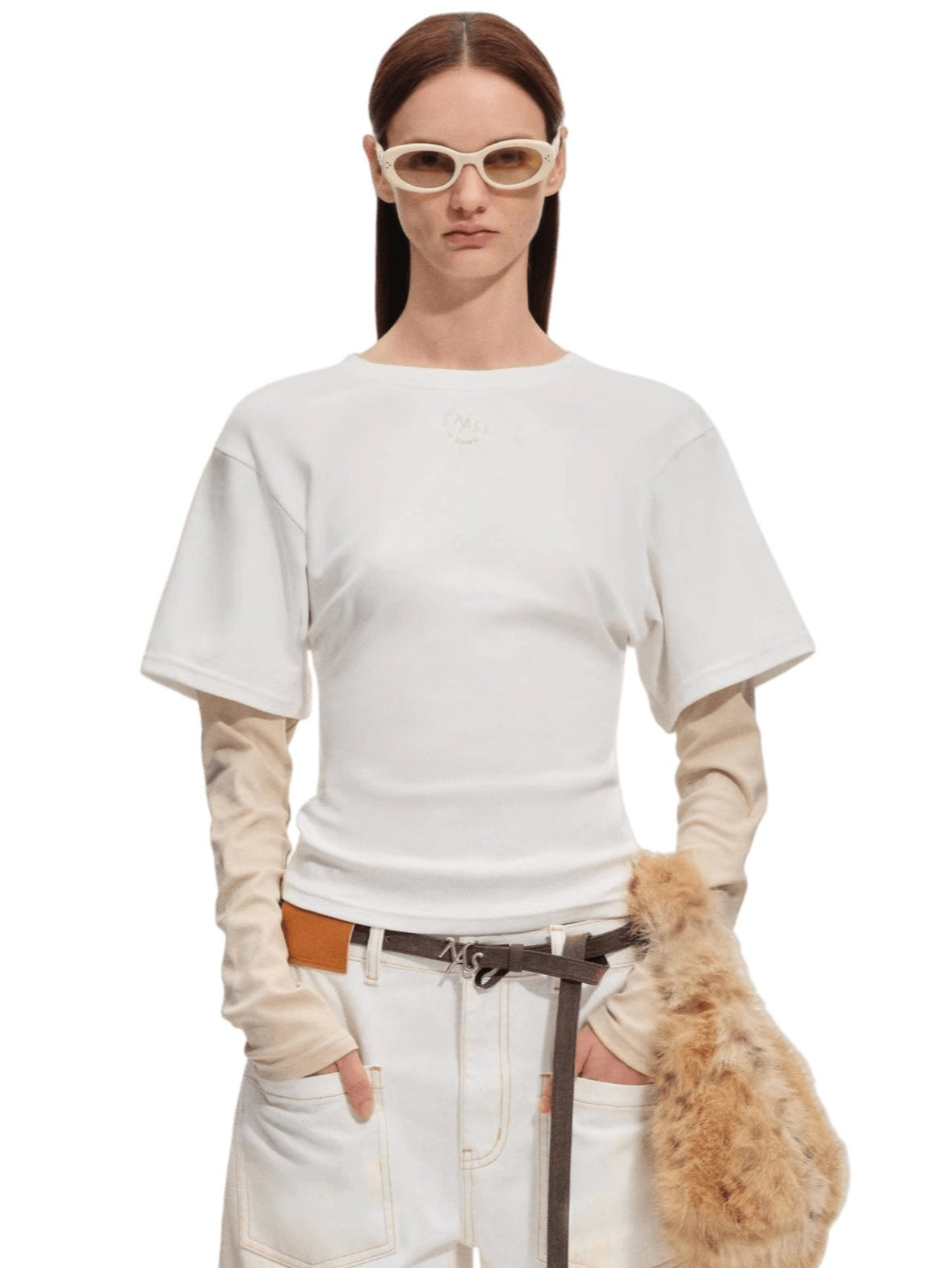 Contrast Paneled Long-Sleeve Tee