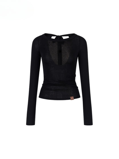Reversible Off-shoulder Slim Long-sleeve T-shirt - CHINASQUAD