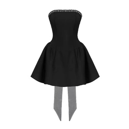 French Heiress Strapless Black Evening Dress