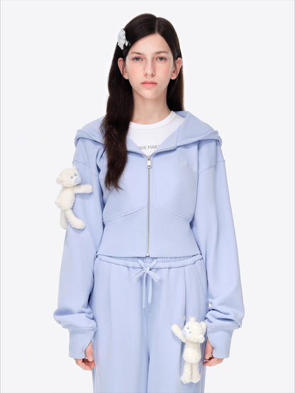 Slim-Fit Cropped Hooded Sweatshirt