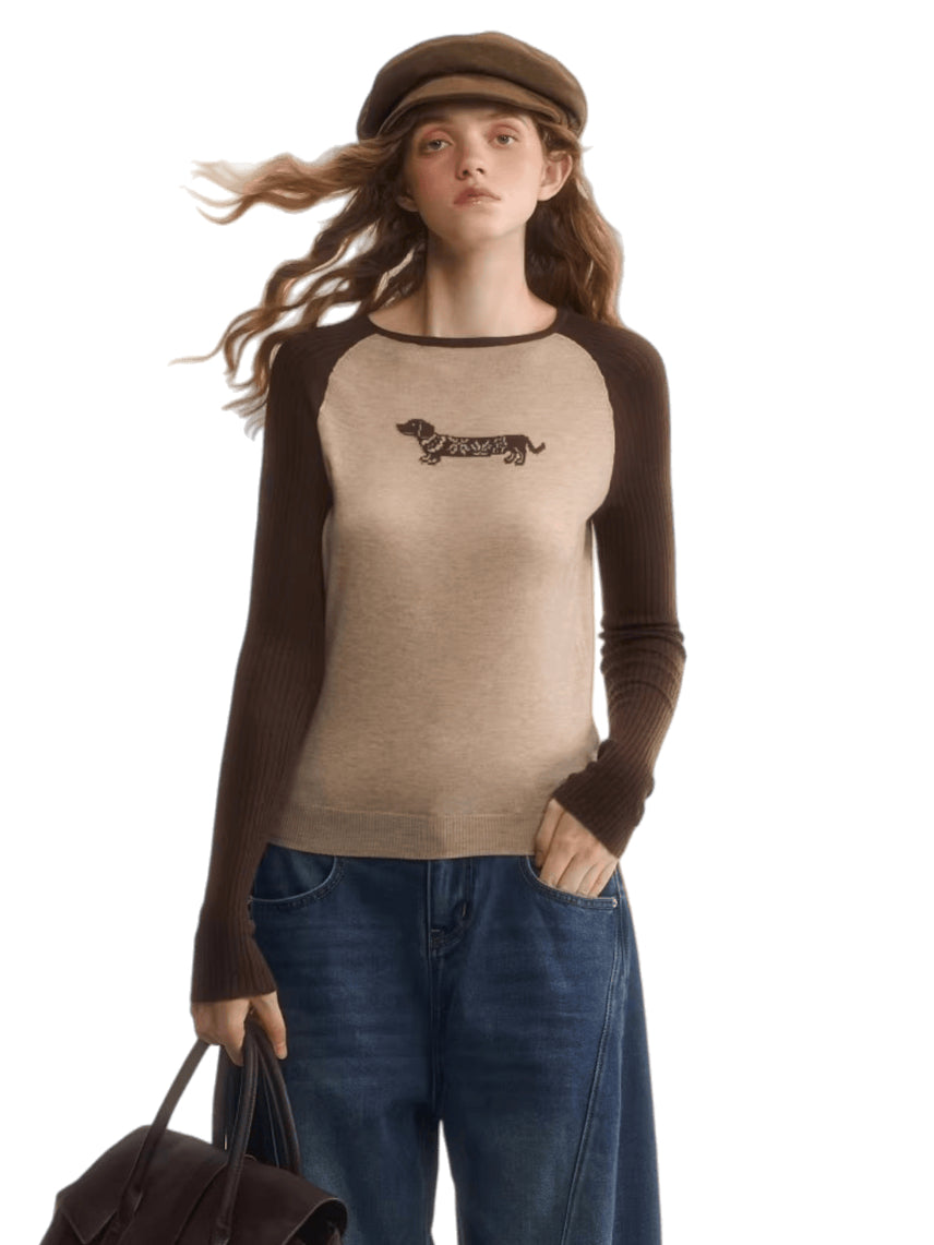 Wool-Blend Jacquard Raglan Knit Top