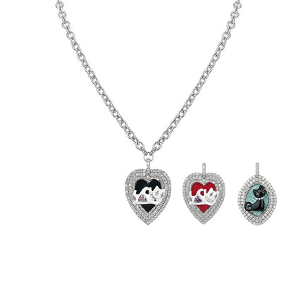 Cat Heart Enamel Pendant Necklace