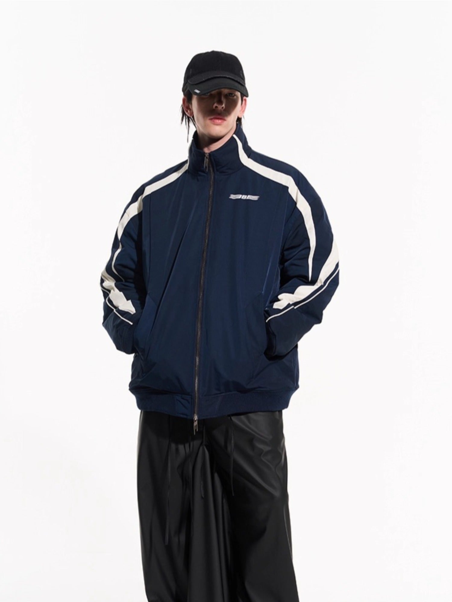 Striped Contrast Padded Cotton Jacket