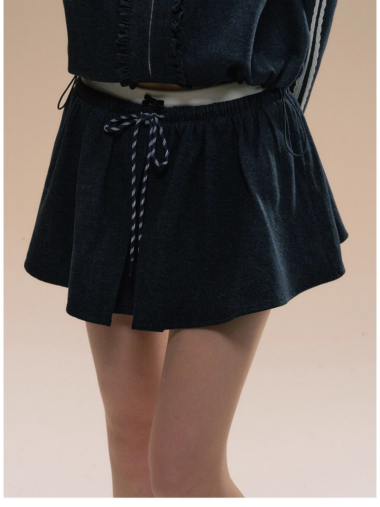 Navy Blue Drawstring Skirt