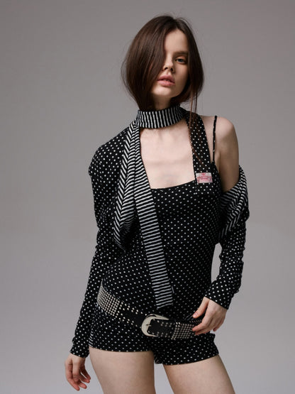 Polka Dot Stripe Double-sided Scarf - CHINASQUAD