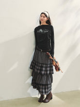 Plaid Patchwork Lace Waist Layered Cake Skirt - CHINASQUAD