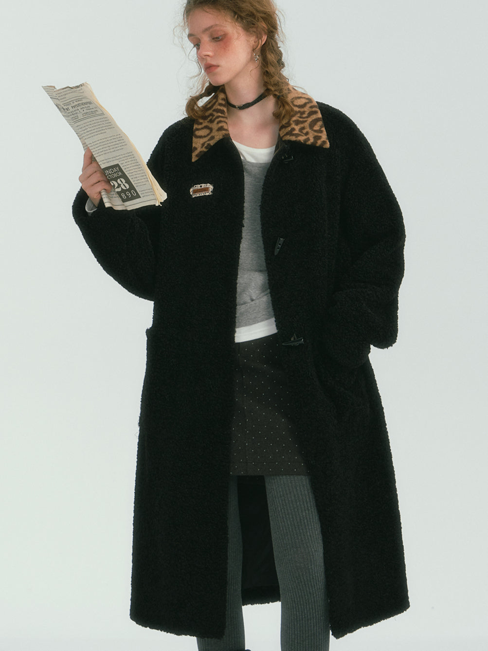 Contrast Collar Sherpa Long Coat