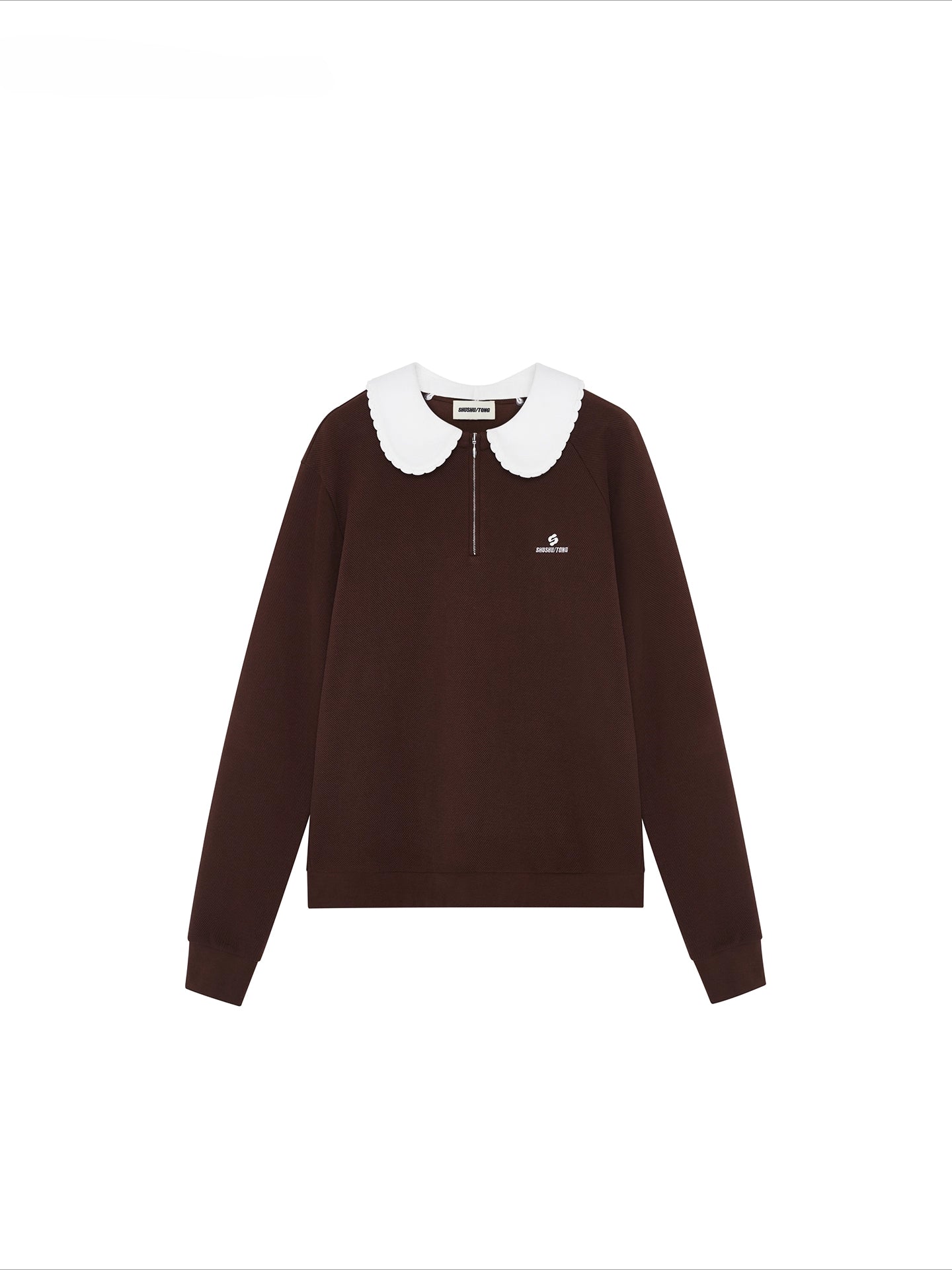 Detachable Collar Cotton-Blend Oversized Sweatshirt