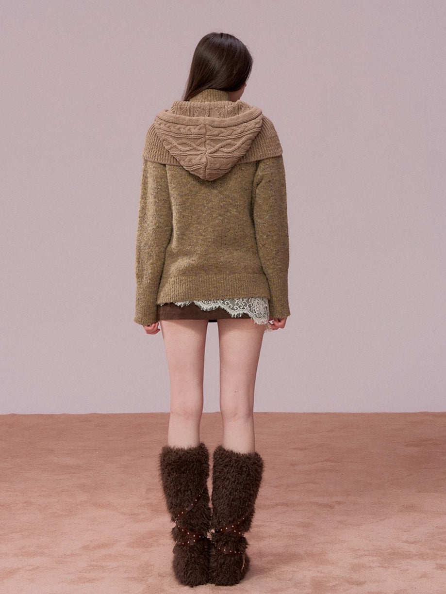 Knit Cardigan &amp; Hooded Cape Set