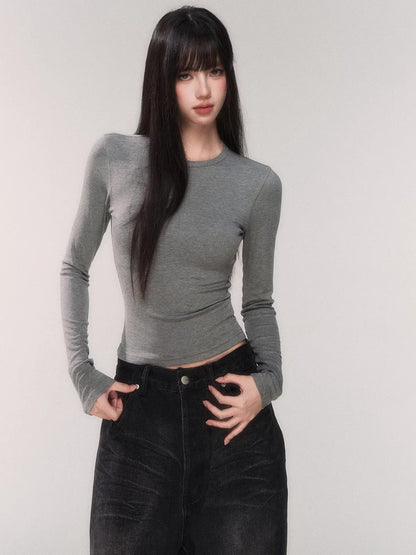 Waist-Cinching Long-Sleeve Crewneck Base Tee
