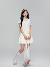 High-waisted Drawstring Lace-spliced Tiered Skirt - CHINASQUAD