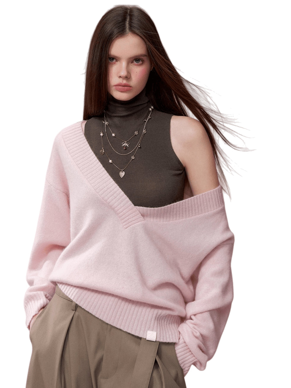 Wool Deep V-Neck Oversized Sweater