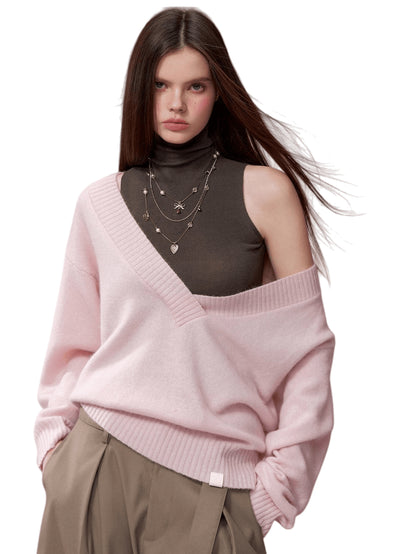 Wool Deep V-Neck Oversized Sweater