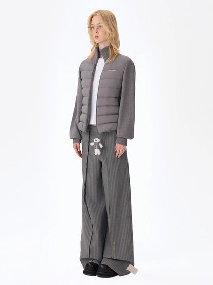 Knit Panel Plush Doll Down Jacket