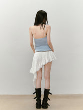 Irregular Hem Ribbon Lace Midi Skirt - CHINASQUAD