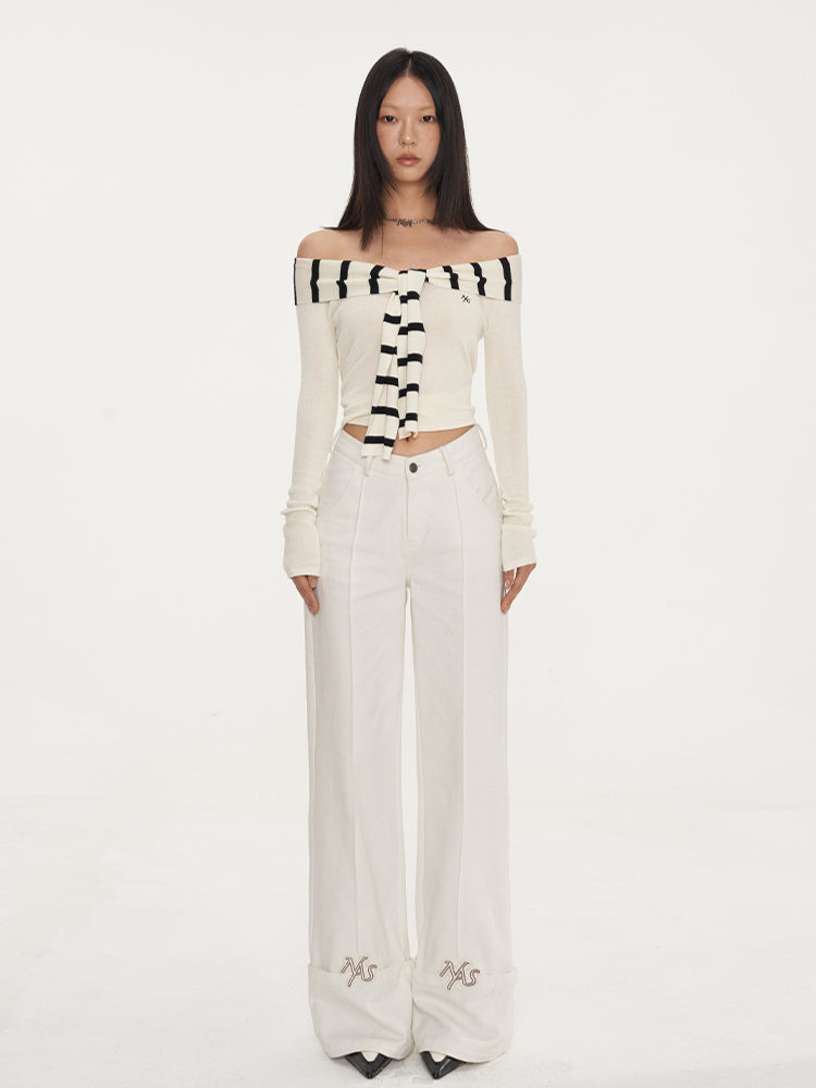 Parallel Line Straight-Leg V-Waist Pants