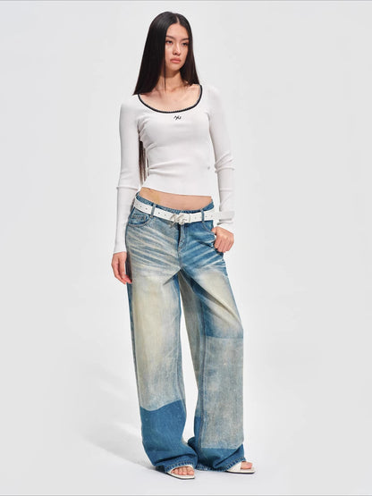 Scoop-Neck Slim-Fit Stretch Knit Top